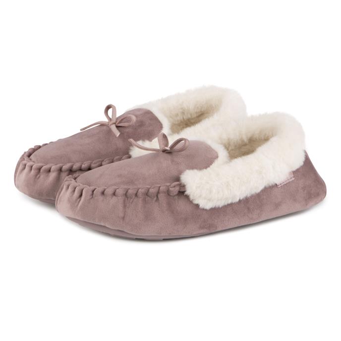 totes toasties® Ladies Velour Moccasin Slippers Mink Extra Image 2